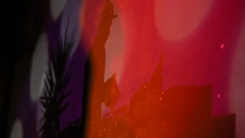 Talented dj artist’s shadow reflecting on stage screen. Cool music performance 動画素材 107417385