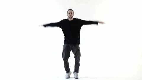 Talented freestyle dancer shows various moves on white Video stock 275548654