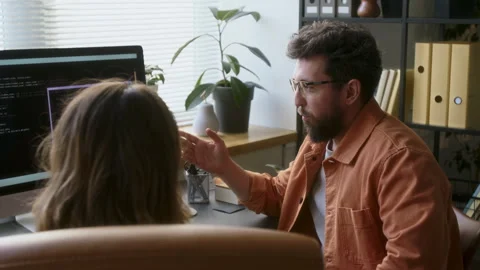Talented Programmers Talking about Codes Video stock 313491823