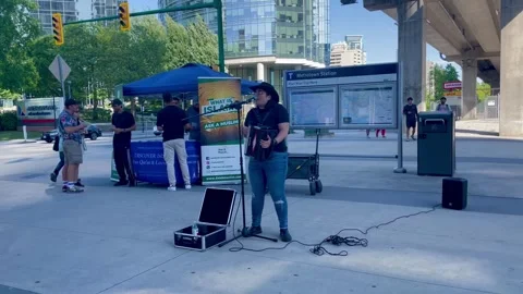 Talented Singer Street Performer Video stock 246996482