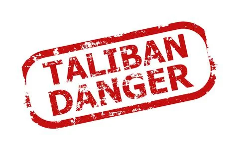 TALIBAN DANGER Red Rounded Rectangle Grunge Badge Illustrazione stock