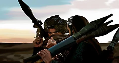 The Taliban Fighters Illustrazione stock