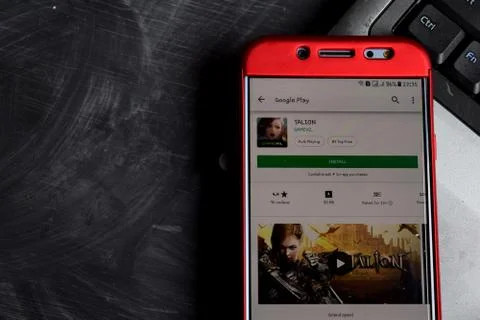 TALION dev app on Smartphone screen Stock-Fotos