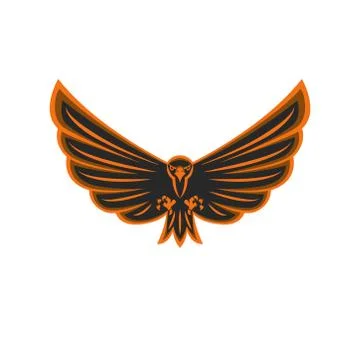 Talisman flying eagle logo bird of prey with widely spread wings and aggressi Stock Illustration