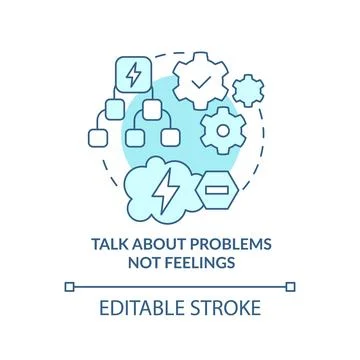 Talk about problems not feelings turquoise concept icon Stockillustratie