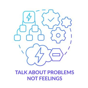 Talk about problems not feelings blue gradient concept icon Illustrazione stock