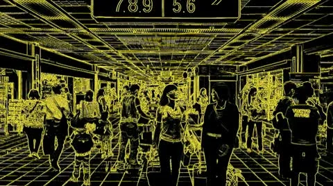 Talk in airport hall, matrix effect Video stock 10742233