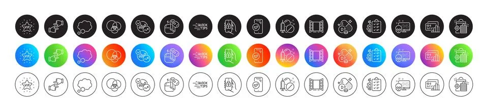 Talk bubble, Diet menu and Open door line icons. For web app, printing. Round Stock Illustration