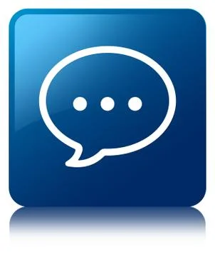 Talk bubble icon blue square button Stock Illustration