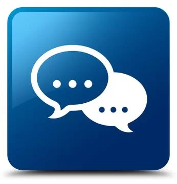 Talk bubble icon blue square button Illustration