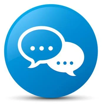 Talk bubble icon cyan blue round button Illustration