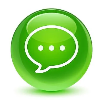 Talk bubble icon glassy green round button Stock Illustration