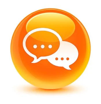 Talk bubble icon glassy orange round button Stockillustratie
