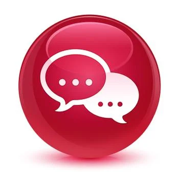 Talk bubble icon glassy pink round button Illustration
