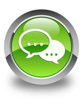 Talk bubble icon glossy green round button Illustration