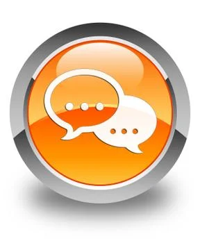 Talk bubble icon glossy orange round button Stockillustratie