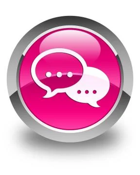 Talk bubble icon glossy pink round button Stock Illustration