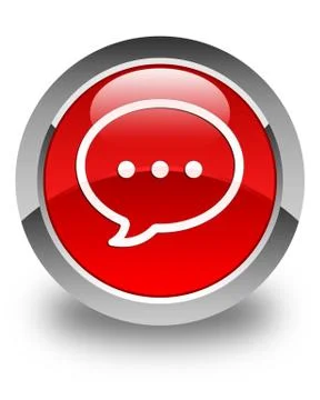 Talk bubble icon glossy red round button Illustration