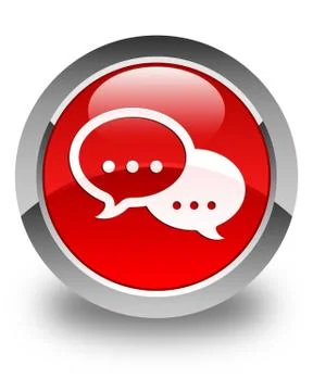 Talk bubble icon glossy red round button Illustration
