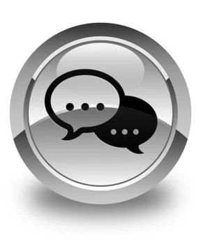 Talk bubble icon glossy white round button Illustration