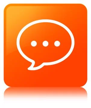 Talk bubble icon orange square button Illustration
