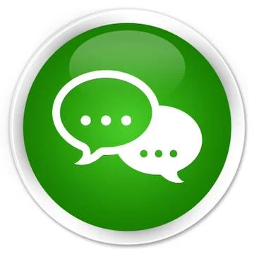 Talk bubble icon premium green round button Stock Illustration