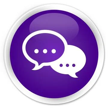 Talk bubble icon premium purple round button Illustration