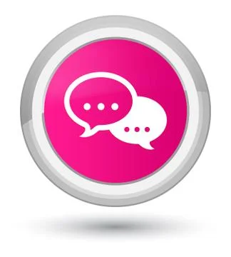 Talk bubble icon prime pink round button Illustration