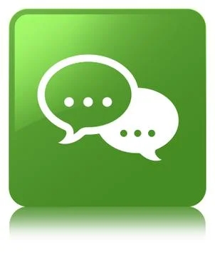 Talk bubble icon soft green square button Illustration