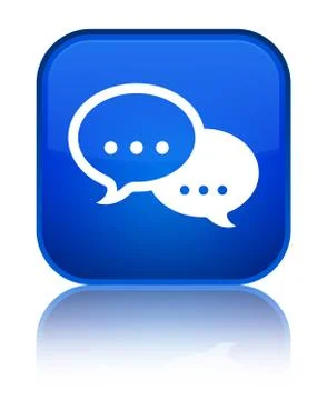 Talk bubble icon special blue square button Stock Illustration