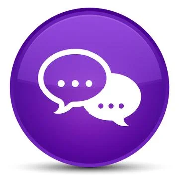 Talk bubble icon special purple round button Stock Illustration