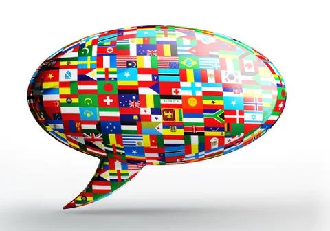 Talk bubble language concept with nation flags Stock Illustration