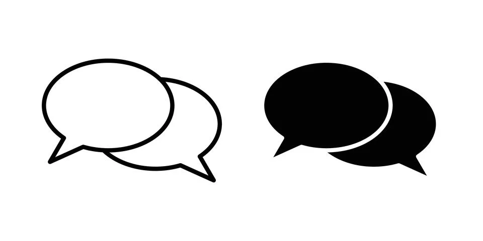 Talk bubble speech icon thin line and clipart style vector set Stock Illustration