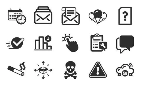 Talk bubble, Unknown file and Smoking icons set. Spanner, Parcel delivery and Stock Illustration