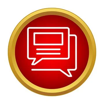 Talk bubbles on red button for communication app Stock Illustration