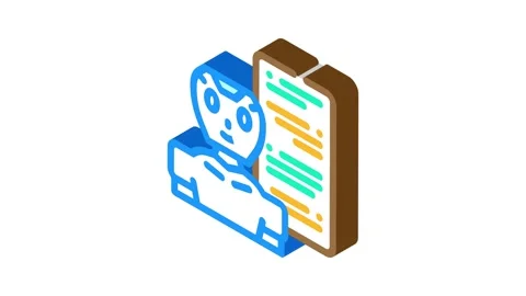 Talk chat bot isometric icon animation Stockbeeldmateriaal 327293655
