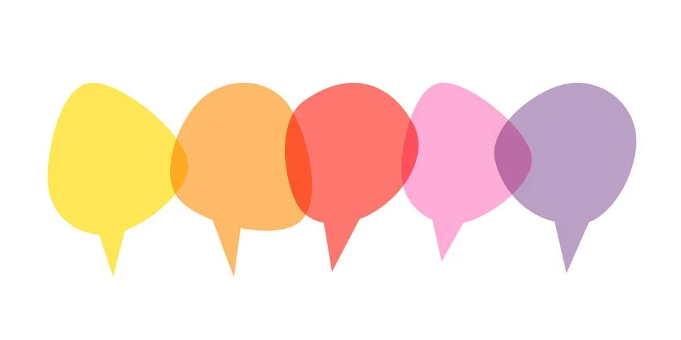 Talk, Chat bubbles. Transparent conversation clouds. Stock Illustration
