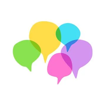 Talk colorful chat, speech bubbles template design. Conversation. Message. Stock Illustration
