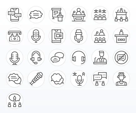 Talk Essential Vector Set including 25 Pixel Optimized Regular Line 256x256.. Ilustração Stock