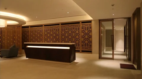 Talk in Hotel Corridor Stock Footage 126892615