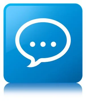 Talk icon cyan blue square button Illustration