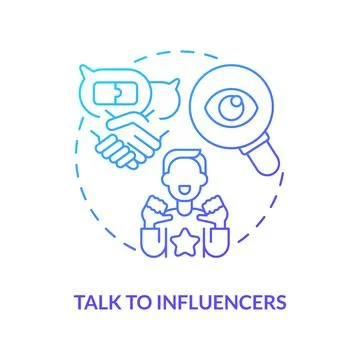 Talk to influencers blue gradient concept icon Stock Illustration