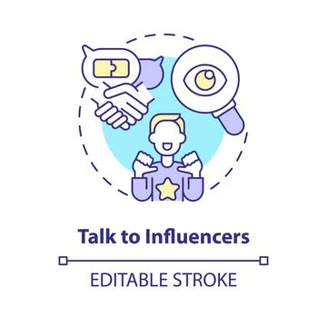 Talk to influencers concept icon Stock Illustration