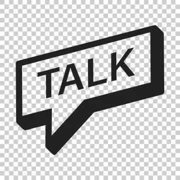 Talk logo icon in flat style. Speech bubble illustration on isolated transpar Stock Illustration