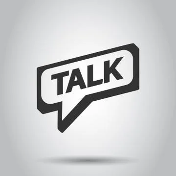 Talk logo icon in flat style. Speech bubble illustration on white background. Stock Illustration