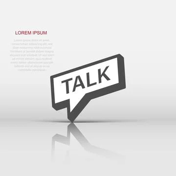 Talk logo icon in flat style. Speech bubble illustration on white isolated .. Illustration