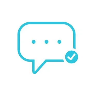 Talk message bubble. Message accepted. Blue icon on white background. From .. Stock Illustration