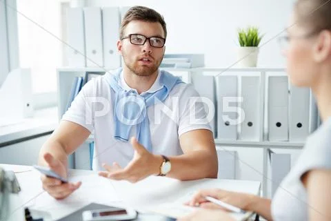 Talk in office Stock Photos