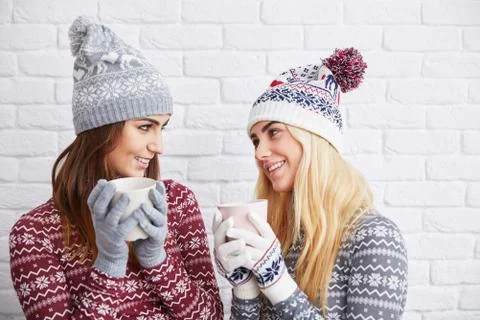 Talk over a warm tea Stock Photos