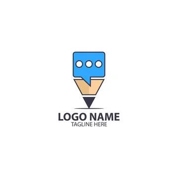 Talk pencil logo design vector Stock Illustration